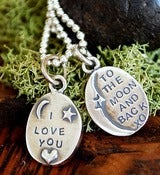 Image of "I love you to the Moon and back" sterling 2 sided charm