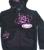 Image of SRH Ladies Graffiti Hoodie  Black/pink .