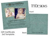 Image of "Damask" Gift Certificate 5x5 Template - Photoshop Templates for Photographers