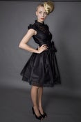 Image of Black Lace  and Cotton Shirt Dress