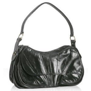 Image of Trina Turk Black Cracked Leather 'Big Cypress' Bag