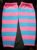 Image of Knitted Pink & Blue Striped Legwarmers