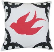 Image of Sparrow Pillow Black/Coral Left