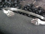 Image of "A True Friend should be held with Both Hands" sterling cuff bracelet