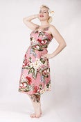Image of 'Lucky Diamonds' dress - Antique Pink Hawaiian Barkcloth