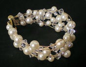 Image of Large woven Swarovski pearl and crystal bracelet