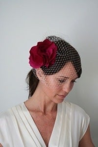Image of Leland - Magenta Silk Flower and Bridal Birdcage