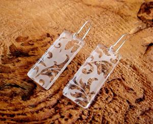 Image of Lace Perspex Earrings Classic Rectangle