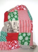 Image of Patchwork and Linen Santa Sack       ~ Traditional Snowflake ~