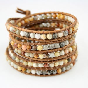 Image of Dunes. Five Time Leather  Wrap Bracelet.