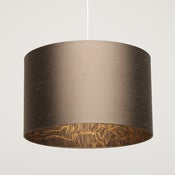 Image of Herb dupion silk drum lampshade with gold line print
