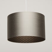 Image of Silver dupion silk lampshade with gold geometric hexagon print