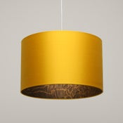 Image of Yellow silk gold line screen print // Yellow lampshade // Bespoke lampshade