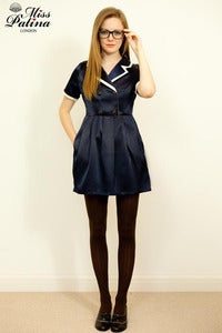 Image of Miss Patina Smart Vintage Inspired Double Breasted Dress (Navy blue)