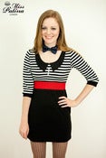 Image of Smart Contrast Colour Dress with Black Collar