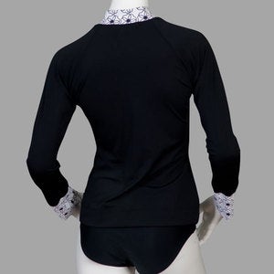 Image of All Black with Heart Flower Trim Rashie