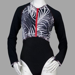 Image of Black, a little Red & Tropical Shadows Crop Rashie - 1 XS left!