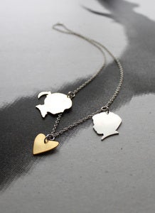 Image of Custom Made Silhouette Charms+Heart Necklace 