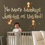 Image of No More Monkeys Jumping On The Bed - dd1028 Vinyl Sticker Wall Decal Kids Children Nursery