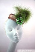 Image of Green Feathered Square Pill Box Hat