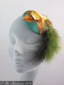 Image of Autumn Flower Green Feathered Fascinator 