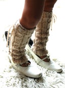 Image of Jambières à torsades "Manon", baby alpaga couleur sable