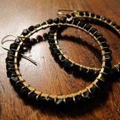 Image of Black Crystal Beaded Hoop Earring