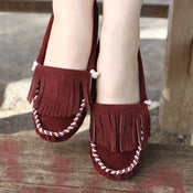 Image of Burgundy Fringe Moccasin