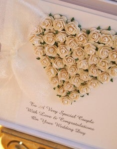 Image of wedding paper roses heart in cream gift boxed
