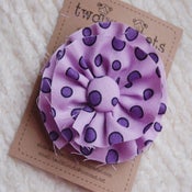 Image of messy flower hair clip-purple polka dots