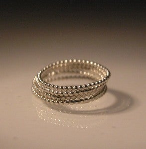 Image of sterling silver beaded stacking rings