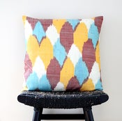 Image of FOUR COLOUR Uzbek Ikat, Silk and Cotton Cushion Cover, Pillow, 45 x 45 cm, 18 inch