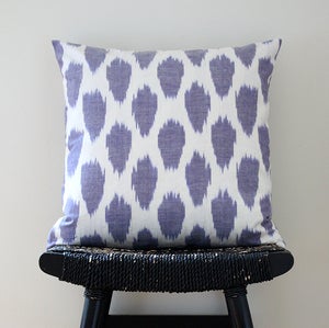 Image of Purple Dot Uzbek Ikat, Silk and Cotton Cushion Cover, Pillow, 45 x 45 cm, 18 inch