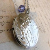 Image of Silver Floral Locket Necklace