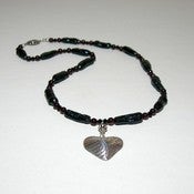 Image of Handmade Beaded Necklace - Fresh-Water Pearls with Silver Heart Pendant