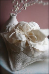 Image of Rustic Ring Pillow with Handmade Peony Silk Flower