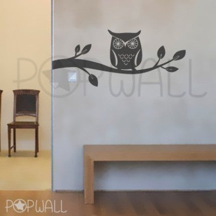 Removable Wall Decal Giggle and Hoot Style -Owl on Branch Theme - 047 Vinyl 