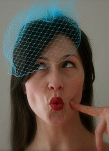 Image of Simple Birdcage Veil in Turquoise