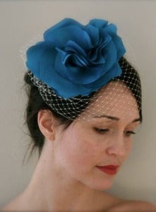 Image of Bella - Handemade Silk Flower paired with our Simple Birdcage Veil