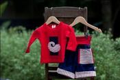 Image of Boys Long Sleeve Top, Red Stripe Whale