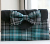 Image of Blue Tartan Bow Clutch