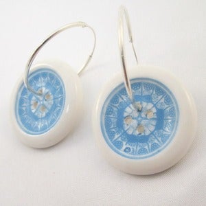 Image of Bio-porcelain Button Hoop Earrings by Angus and Celeste
