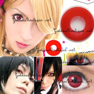 Image of Solid Bold White Out or Red Evil Contact Lens