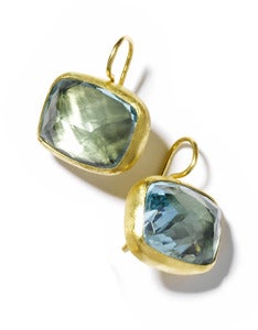 Image of Small Cocktail earring 22K gold & aqua topaz