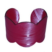 Image of Blank Circle Bracelets cut out of recycled BLACK and RED vinyl records.