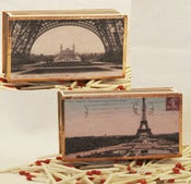Image of 19th Century Paris Postcard Matchbox, Eiffel Tower