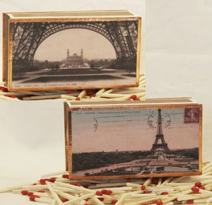Image of 19th Century Paris Postcard Matchbox, Eiffel Tower