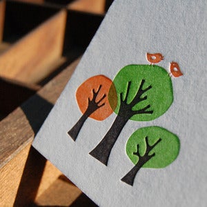 Image of Letterpress Note Set: Birds-and-Trees
