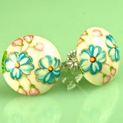 Image of Vintage Post Earrings-Blue Floral (Multiple colors)