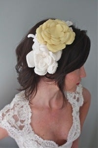 Image of Flora - Double Silk Flower and Alencon Lace Headband
